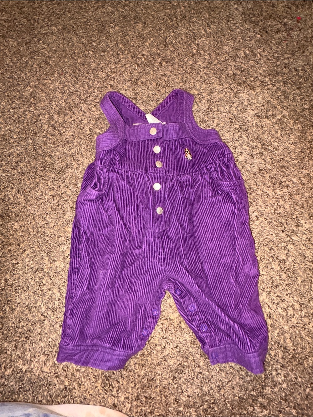 Vintage Hush Puppies Purple Corduroy Baby One-Piece Romper